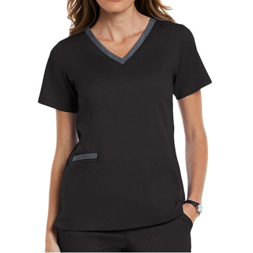 WORKWEAR, SAFETY & CORPORATE CLOTHING SPECIALISTS - MATRIX - CONTRAST DOUBLE V - NECK TOP