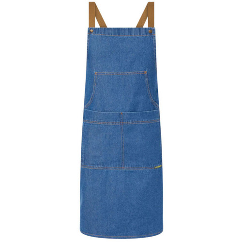 WORKWEAR, SAFETY & CORPORATE CLOTHING SPECIALISTS - DENIM BIB APRON WITH POUCH PKT