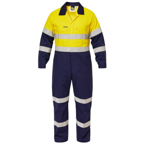 WORKWEAR, SAFETY & CORPORATE CLOTHING SPECIALISTS - Hi Vis Two Tone Cotton Drill Coveralls with  Industrial Laundry Reflective Tape