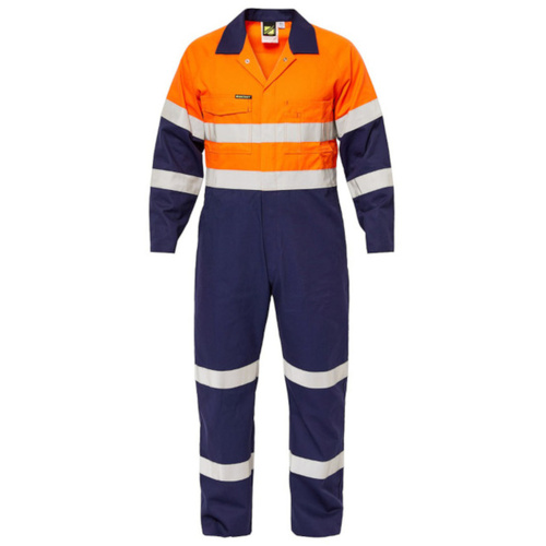 WORKWEAR, SAFETY & CORPORATE CLOTHING SPECIALISTS Hi Vis Two Tone Cotton Drill Coveralls with Industrial Laundry Reflective Tape