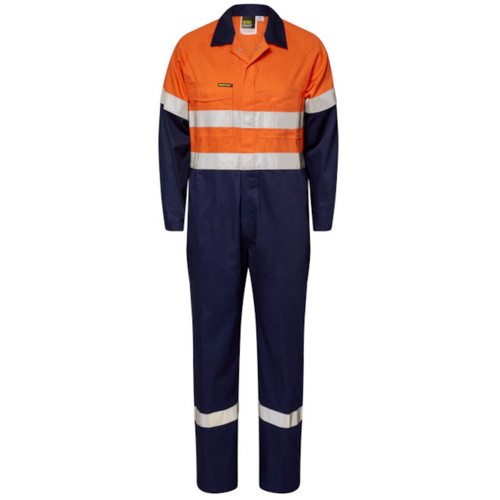 WORKWEAR, SAFETY & CORPORATE CLOTHING SPECIALISTS Light Weight Hi-Vis Cotton Drill Coveralls with Reflective Tape
