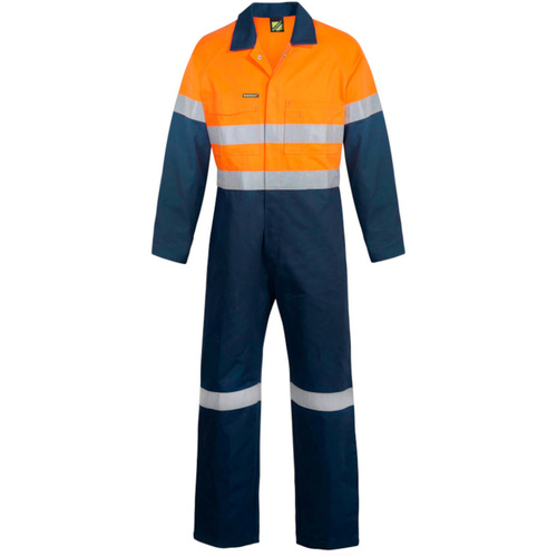 WORKWEAR, SAFETY & CORPORATE CLOTHING SPECIALISTS Hi Vis Two Tone Cotton Drill Coveralls with CSR Reflective Tape