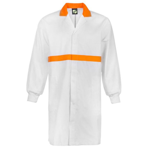 WORKWEAR, SAFETY & CORPORATE CLOTHING SPECIALISTS - Food Industry Dust Coat With Ribbed Cuff (Orange Band)