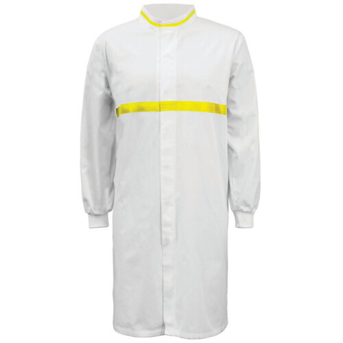 WORKWEAR, SAFETY & CORPORATE CLOTHING SPECIALISTS - Workcraft - Food Industry Long Length Dustcoat with Mandarin Collar, Contrast Trims on Collar and Chest  - Long Sleeve