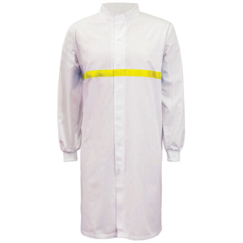 WORKWEAR, SAFETY & CORPORATE CLOTHING SPECIALISTS - Workcraft - Food Industry Long Length Dustcoat with Mandarin Collar, Contrast Trims on Chest - Long Sleeve