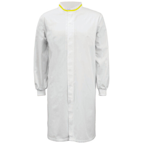 WORKWEAR, SAFETY & CORPORATE CLOTHING SPECIALISTS - Workcraft - Food Industry Long Length Dustcoat with Mandarin Collar, Contrast Trims on Collar  - Long Sleeve