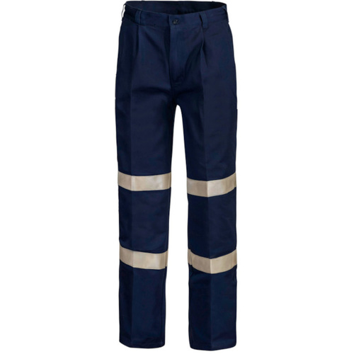 WORKWEAR, SAFETY & CORPORATE CLOTHING SPECIALISTS - Single Pleat Cotton Drill Trouser with 3M tape