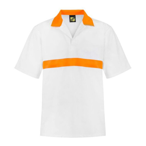 WORKWEAR, SAFETY & CORPORATE CLOTHING SPECIALISTS - FOOD INDUSTRY S/S JAC SHIRT - HI VIS ORANGE STRIPE