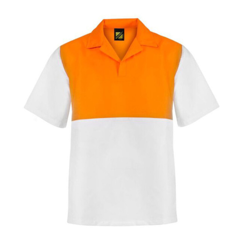 WORKWEAR, SAFETY & CORPORATE CLOTHING SPECIALISTS - FOOD INDUSTRY S/S JAC SHIRT - HI VIS ORANGE PANEL