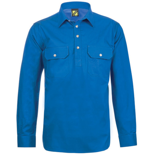 WORKWEAR, SAFETY & CORPORATE CLOTHING SPECIALISTS - Lightweight Long Sleeve Half Placket Cotton Drill Shirt with Contrast Buttons