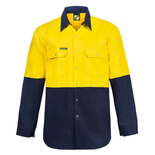 WORKWEAR, SAFETY & CORPORATE CLOTHING SPECIALISTS - HI Vis Two Tone Long Sleeve Shirt with Press Studs