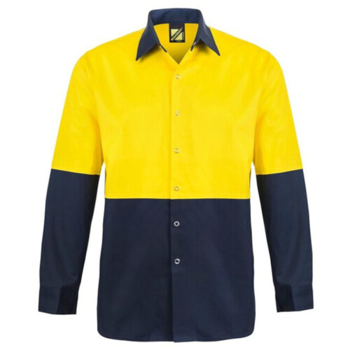 WORKWEAR, SAFETY & CORPORATE CLOTHING SPECIALISTS - HI Vis Two Tone Long Sleeve Shirt with Press Studs and NO POCKETS