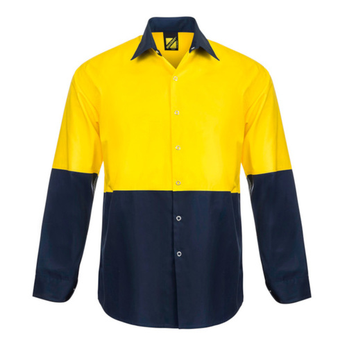 WORKWEAR, SAFETY & CORPORATE CLOTHING SPECIALISTS - Lightweight Hi Vis 2 Tone L/S VENTED Shirt with Press Studs & NO POCKETS