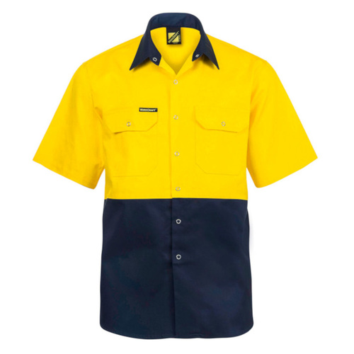 WORKWEAR, SAFETY & CORPORATE CLOTHING SPECIALISTS - HI Vis Two Tone Short Sleeve Shirt with Press Studs