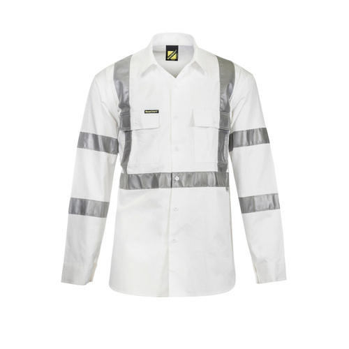 WORKWEAR, SAFETY & CORPORATE CLOTHING SPECIALISTS - Hi Vis Long Sleeve Shirt with X pattern and CSR Reflective Tape