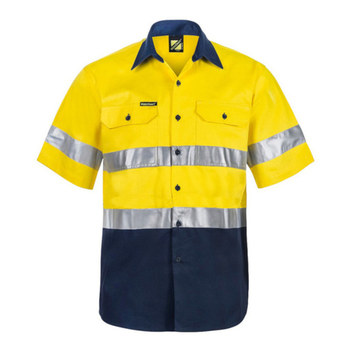 WORKWEAR, SAFETY & CORPORATE CLOTHING SPECIALISTS - HI Vis Two Tone Short Sleeve Shirt with 3M Tape (#8910)