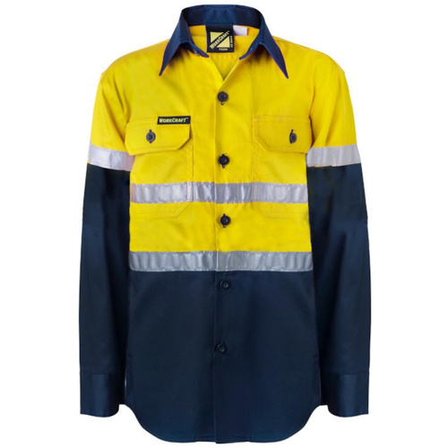 WORKWEAR, SAFETY & CORPORATE CLOTHING SPECIALISTS - Kids Lightweight Hi Vis Long Sleeve Reflective Cotton Drill Shirt