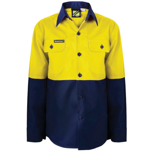 WORKWEAR, SAFETY & CORPORATE CLOTHING SPECIALISTS - Kids Lightweight Hi Vis Long Sleeve Cotton Drill Shirt