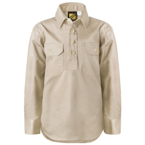 WORKWEAR, SAFETY & CORPORATE CLOTHING SPECIALISTS Kids Lightweight Long Sleeve Closed Front Cotton Drill Shirt