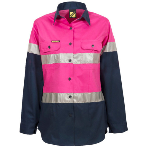 WORKWEAR, SAFETY & CORPORATE CLOTHING SPECIALISTS - LADIES Lightweight Hi Vis 2 Tone L/S