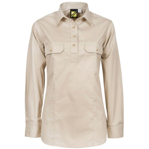 WORKWEAR, SAFETY & CORPORATE CLOTHING SPECIALISTS Ladies Lightweight Long Sleeve Closed Front Cotton Drill Shirt