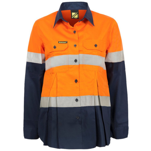 WORKWEAR, SAFETY & CORPORATE CLOTHING SPECIALISTS Maternity Lightweight Hi Vis Long Sleeve Vented Reflective Cotton Drill Shirt