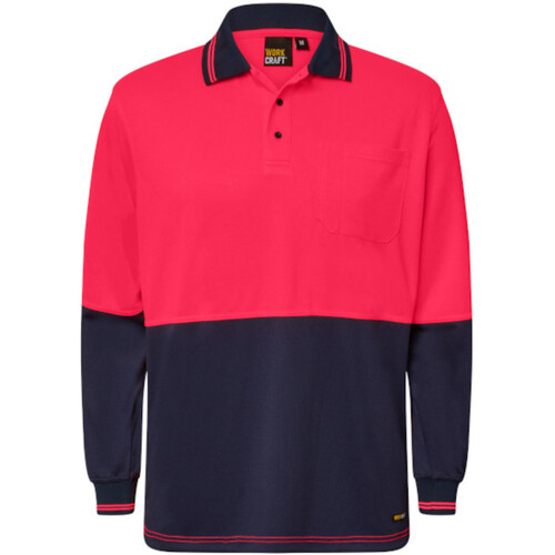 WORKWEAR, SAFETY & CORPORATE CLOTHING SPECIALISTS - Hi Vis Two Tone Long Sleeve Polo with pocket