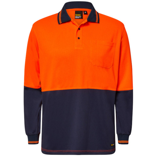 WORKWEAR, SAFETY & CORPORATE CLOTHING SPECIALISTS Hi Vis Two Tone Long Sleeve Polo with pocket