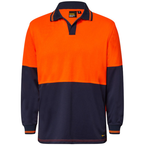 WORKWEAR, SAFETY & CORPORATE CLOTHING SPECIALISTS - Hi Vis Two Tone Laundry Polo, Long Sleeve with no pockets or buttons