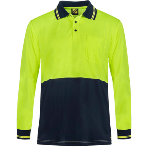 WORKWEAR, SAFETY & CORPORATE CLOTHING SPECIALISTS - Hi Vis Two Tone Long Sleeve Micromesh Polo with Pocket