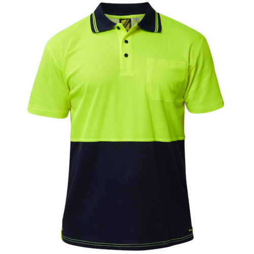 WORKWEAR, SAFETY & CORPORATE CLOTHING SPECIALISTS - Hi Vis Two Tone Short Sleeve Cotton Back Polo with pocket