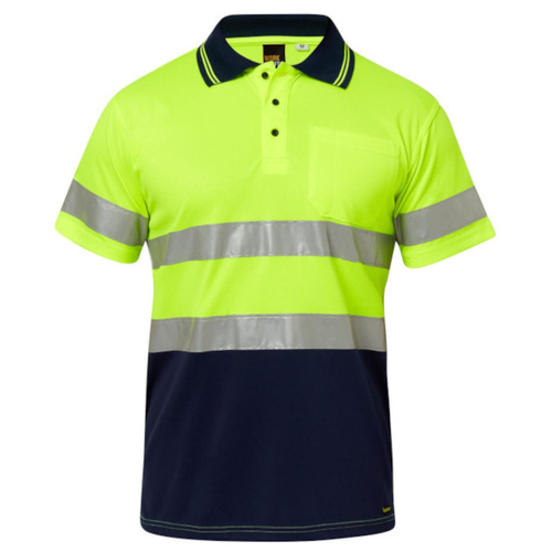 WORKWEAR, SAFETY & CORPORATE CLOTHING SPECIALISTS - Hi Vis Two Tone Short Sleeve Micromesh Polo with Pocket and CSR Reflective Tape