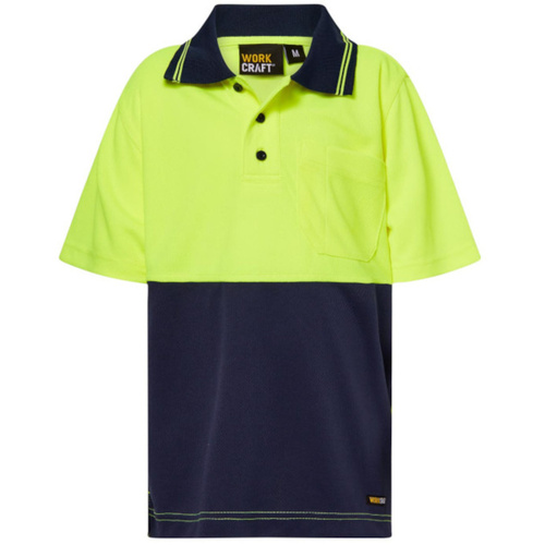 WORKWEAR, SAFETY & CORPORATE CLOTHING SPECIALISTS - Kids Hi Vis Short Sleeve Micromesh Polo with Pocket