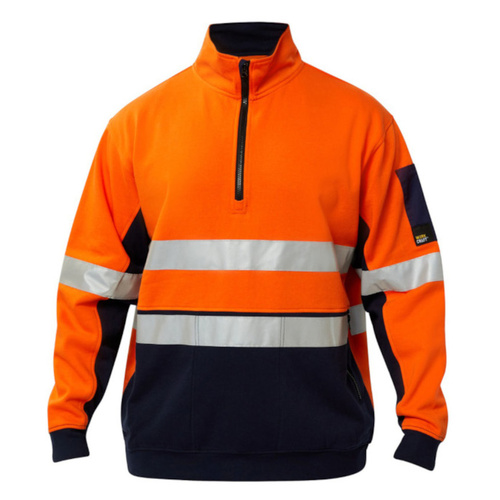 WORKWEAR, SAFETY & CORPORATE CLOTHING SPECIALISTS Hi Vis Half Zip Cotton Reflective Pullover