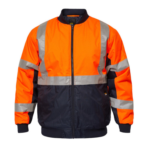 WORKWEAR, SAFETY & CORPORATE CLOTHING SPECIALISTS - Hi Vis Reflective Bomber Jacket with X Pattern Tape