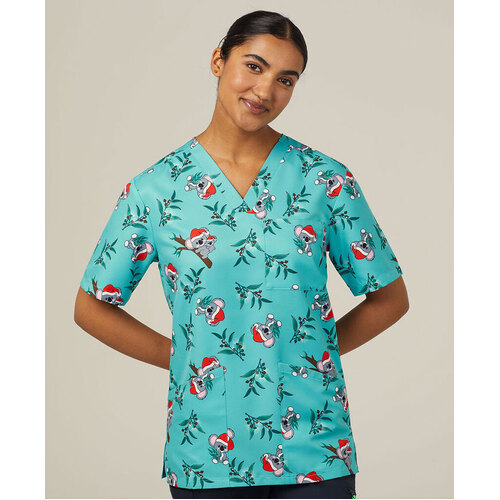 WORKWEAR, SAFETY & CORPORATE CLOTHING SPECIALISTS - SANTA KOALA SCRUB TOP - UNISEX