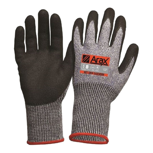 WORKWEAR, SAFETY & CORPORATE CLOTHING SPECIALISTS - DISCONTINUED - Arax Extendor Extended Cuff Nitrile Palm on cut 5 liner