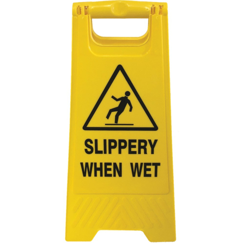 WORKWEAR, SAFETY & CORPORATE CLOTHING SPECIALISTS - Floor Stand Yellow 'Slippery When Wet'