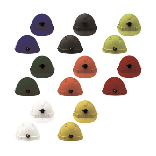 WORKWEAR, SAFETY & CORPORATE CLOTHING SPECIALISTS V6 Hard Hat Vented with Lamp Bracket and Pushlock Harness - White