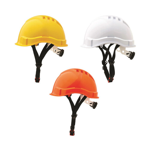 WORKWEAR, SAFETY & CORPORATE CLOTHING SPECIALISTS V6 Hard Hat Vented Micro Peak Ratchet Harness Linesman
