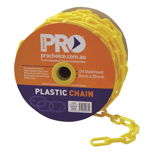 WORKWEAR, SAFETY & CORPORATE CLOTHING SPECIALISTS Plastic Safety Chain Yellow 8mm x 25m