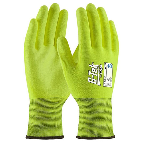 WORKWEAR, SAFETY & CORPORATE CLOTHING SPECIALISTS G-Tek 13G Hi-Viz Yellow GP Palm Dip Glove