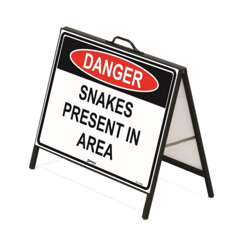 WORKWEAR, SAFETY & CORPORATE CLOTHING SPECIALISTS Metal Faced A-Frame - Double Sided, Danger Snakes Present In This Area