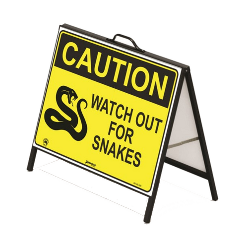 WORKWEAR, SAFETY & CORPORATE CLOTHING SPECIALISTS Metal Faced A-Frame - Double Sided, Caution Watch Out For Snakes