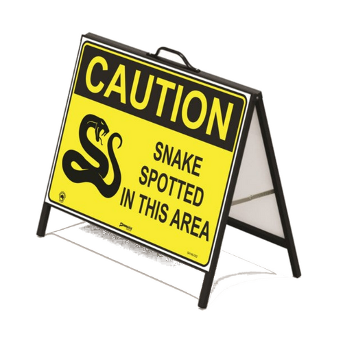WORKWEAR, SAFETY & CORPORATE CLOTHING SPECIALISTS Metal Faced A-Frame - Double Sided, Caution Snake Spotted In This Area