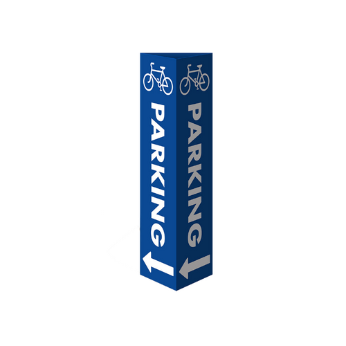 WORKWEAR, SAFETY & CORPORATE CLOTHING SPECIALISTS Three Sided Bollard Cover Surround, Parking Left Arrow (Bicycle Picto)