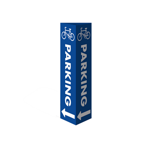 WORKWEAR, SAFETY & CORPORATE CLOTHING SPECIALISTS Three Sided Bollard Cover Surround, Parking Left Arrow (Bicycle Picto)