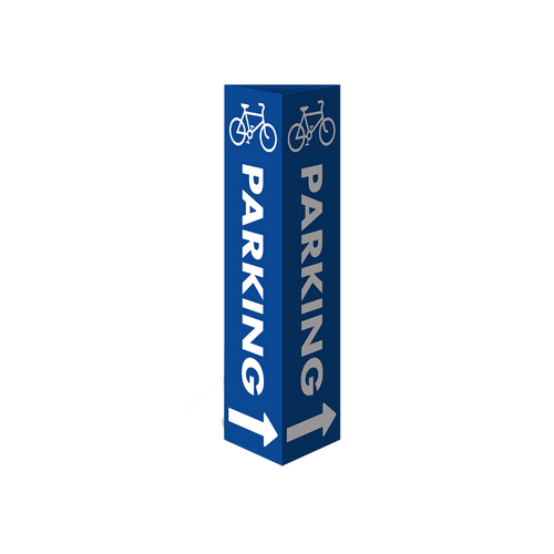 WORKWEAR, SAFETY & CORPORATE CLOTHING SPECIALISTS Three Sided Bollard Cover Surround, Parking Right Arrow (Bicycle Picto)