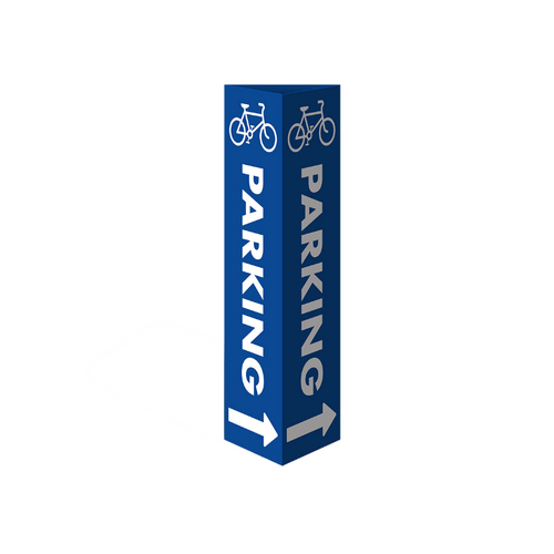 WORKWEAR, SAFETY & CORPORATE CLOTHING SPECIALISTS Three Sided Bollard Cover Surround, Parking Right Arrow (Bicycle Picto)