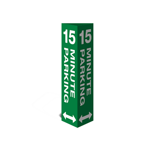 WORKWEAR, SAFETY & CORPORATE CLOTHING SPECIALISTS Three Sided Bollard Cover Surround, 15 Minute Parking (Dual Arrows)